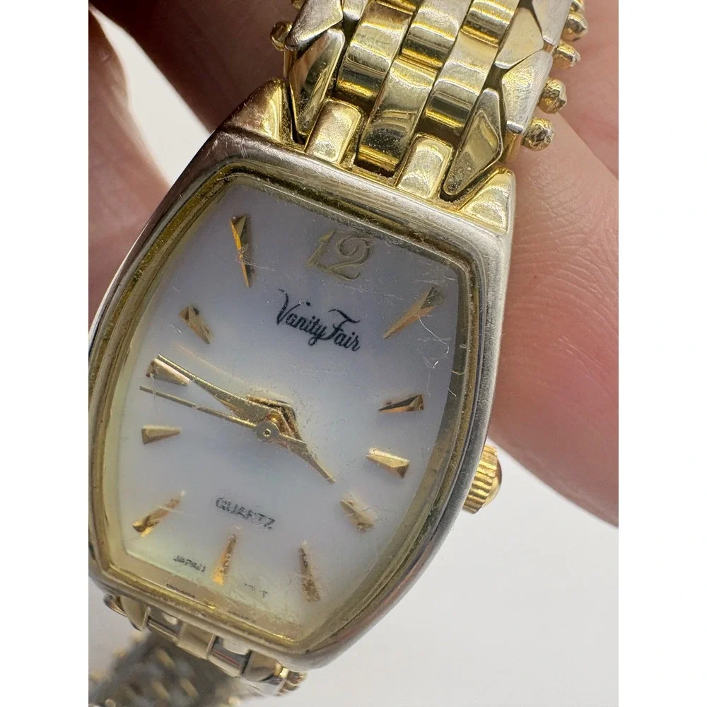 Vanity Fair Womens Two Tone Mother of Pearl‎ Dial Quartz Watch Needs Battery